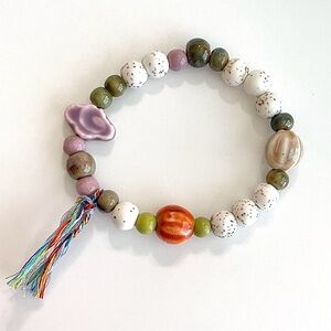 Touch of Garden Bracelet orange purple ceramic bohemian beaded